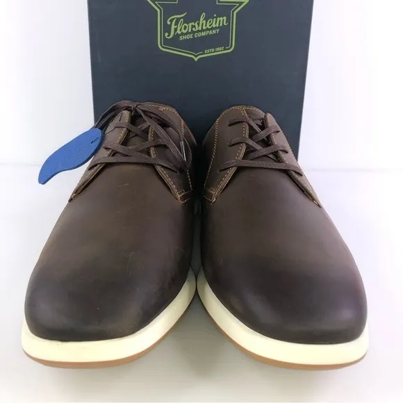 FLORSHEIM Men's Transit Cap-Toe Leather Oxfords- Brown, Size US 11M