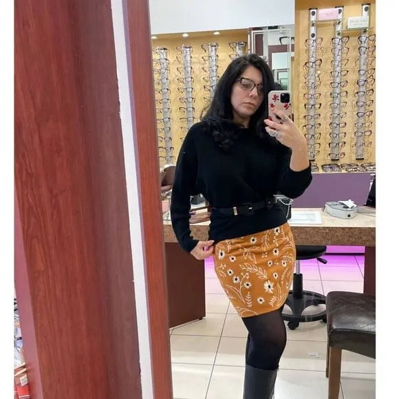 FRANCESCA’S Brown Faux Suede Mini Skirt MEDIUM