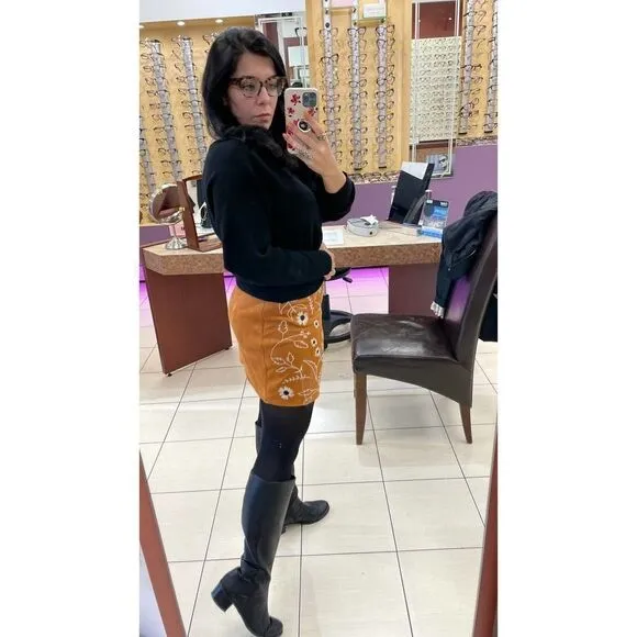 FRANCESCA’S Brown Faux Suede Mini Skirt MEDIUM