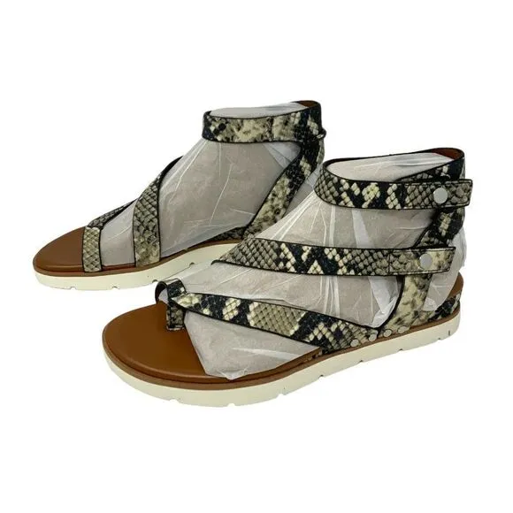 Franco Sarto Daven Strappy Sandal Roccia Snake Faux Leather Size 7.5 NWT $110
