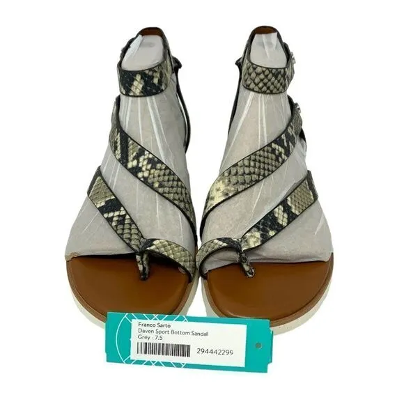 Franco Sarto Daven Strappy Sandal Roccia Snake Faux Leather Size 7.5 NWT $110