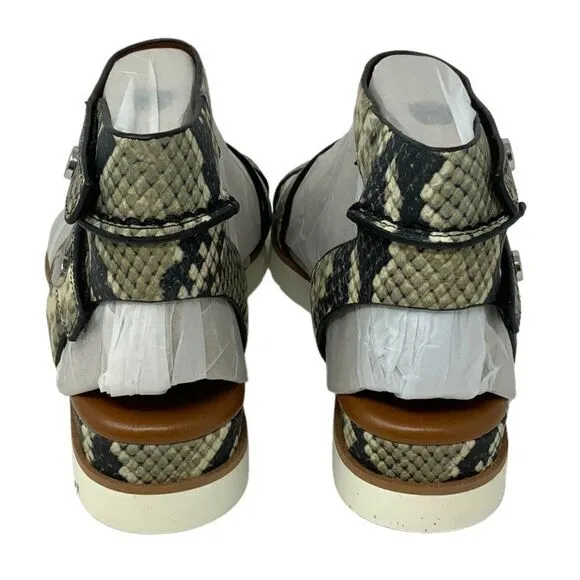 Franco Sarto Daven Strappy Sandal Roccia Snake Faux Leather Size 7.5 NWT $110