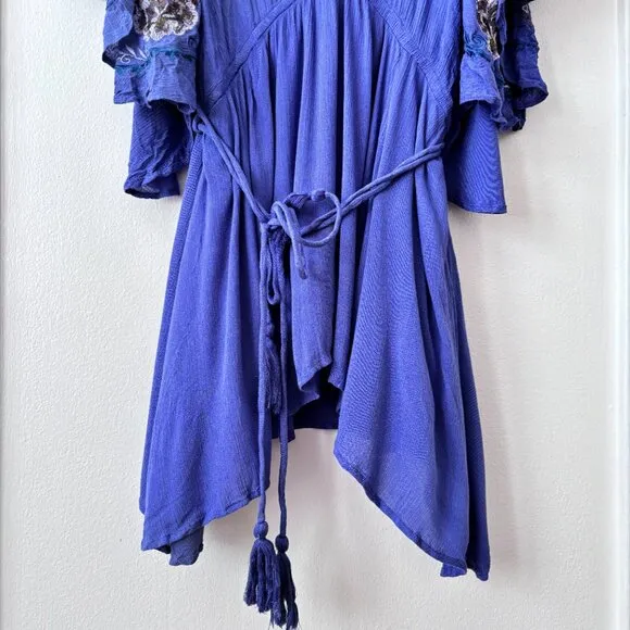 Free People Cora Embroidered Boho Mini Tunic Dress