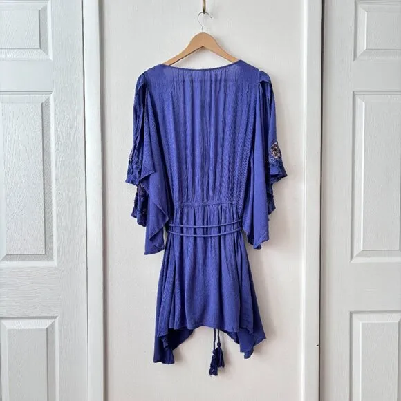 Free People Cora Embroidered Boho Mini Tunic Dress