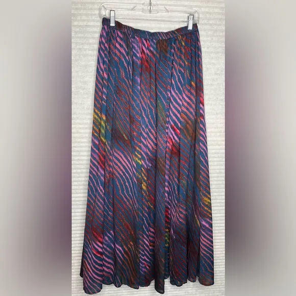 Free People True to You Navy Blue Print Maxi Skirt Size S