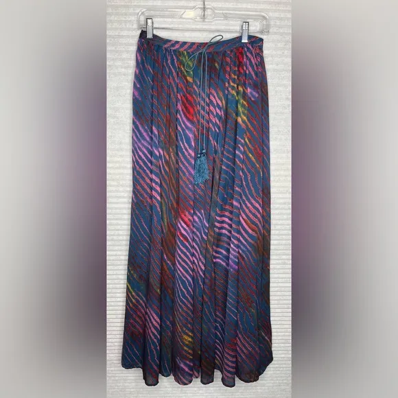 Free People True to You Navy Blue Print Maxi Skirt Size S