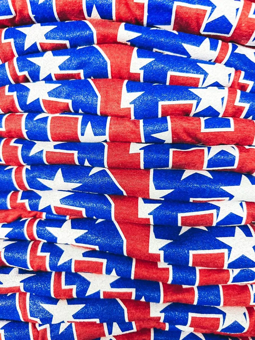 {FREE} Red   Blue Glitter Stars Red Crew Neck Tee