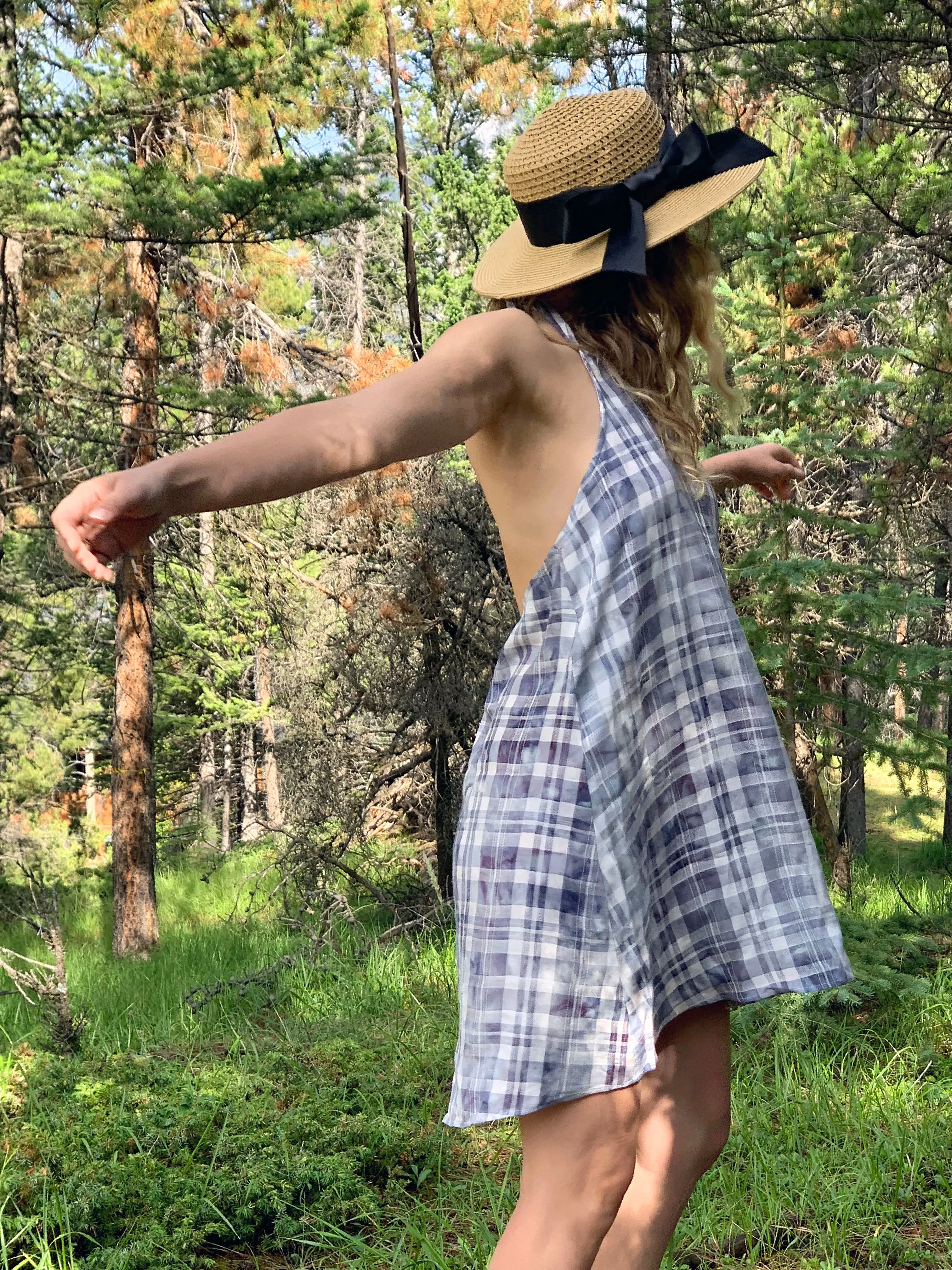 Gala Sundress | Plaid/Indigo