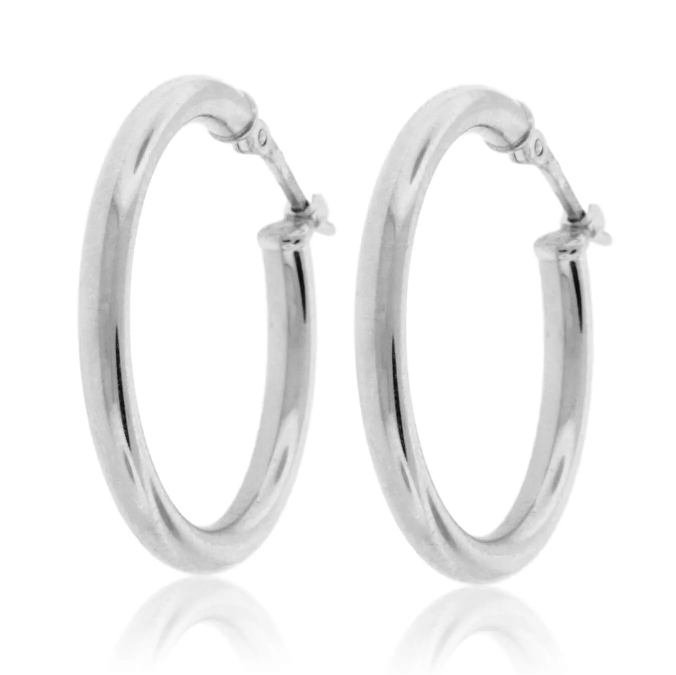 Gold Polished Tube Hoop Earrings