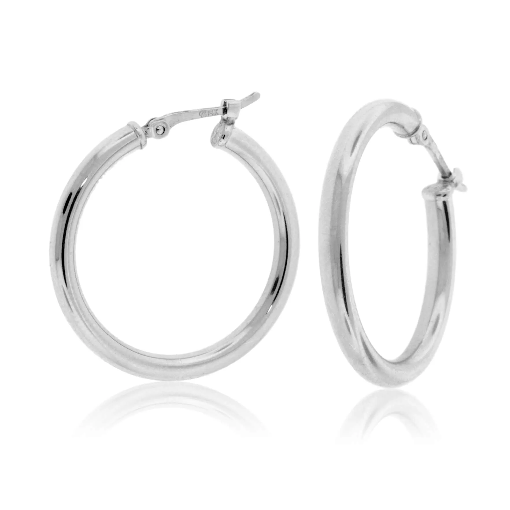 Gold Polished Tube Hoop Earrings