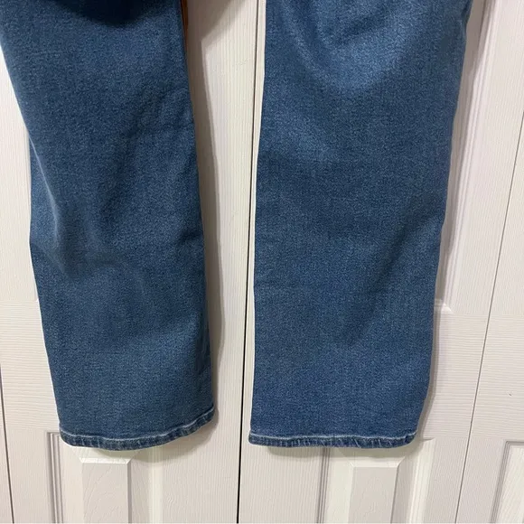 Good American Good Icon Suede Mixed Denim Jeans Size 18