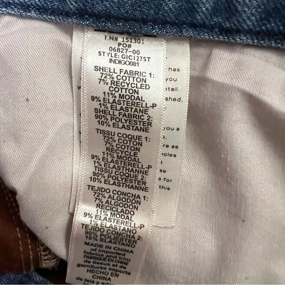 Good American Good Icon Suede Mixed Denim Jeans Size 18