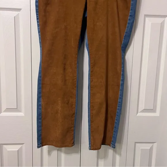 Good American Good Icon Suede Mixed Denim Jeans Size 18