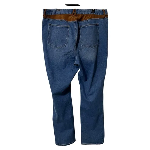 Good American Good Icon Suede Mixed Denim Jeans Size 18