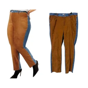 Good American Good Icon Suede Mixed Denim Jeans Size 18