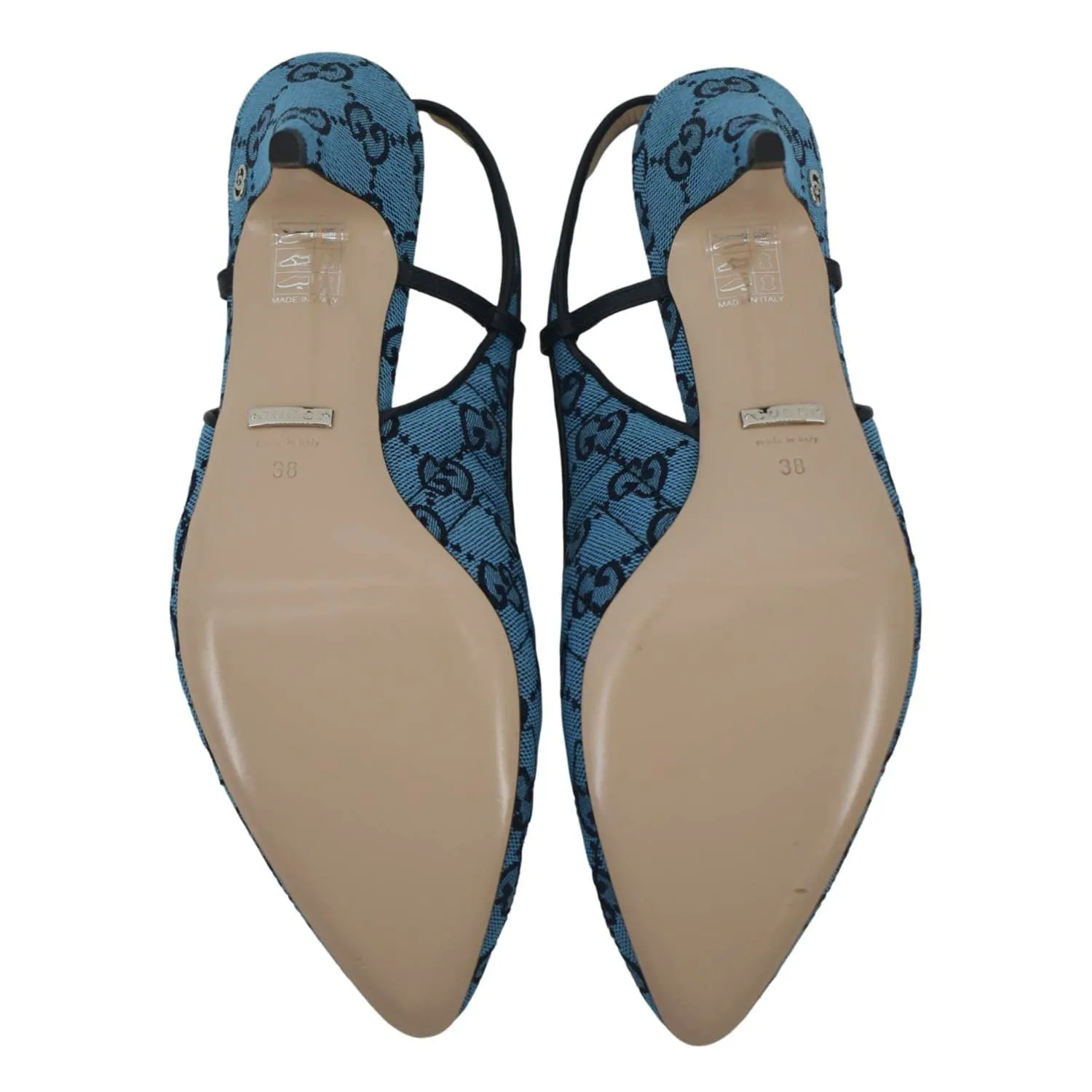 GUCCI Slingback GG Canvas Pumps Blue 663667 Size 38
