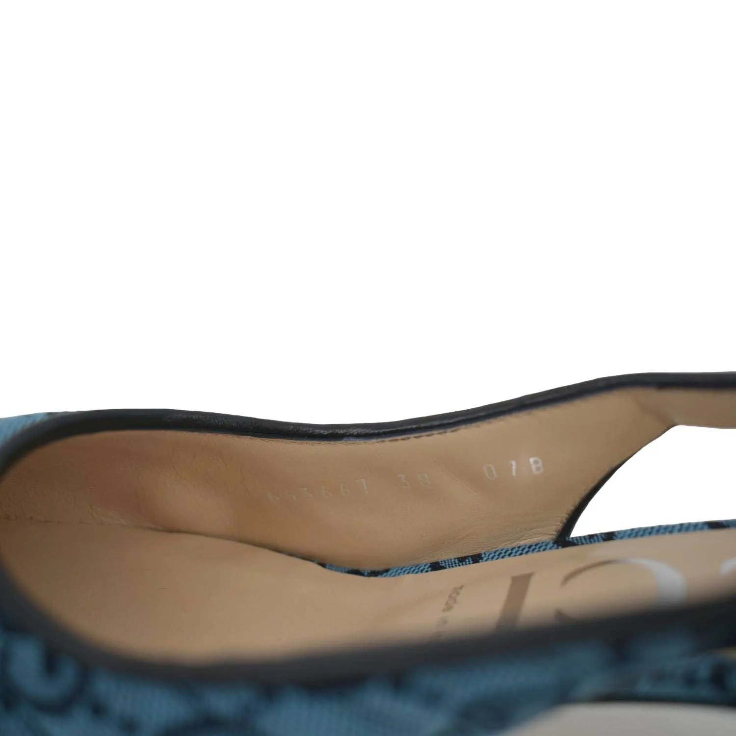 GUCCI Slingback GG Canvas Pumps Blue 663667 Size 38