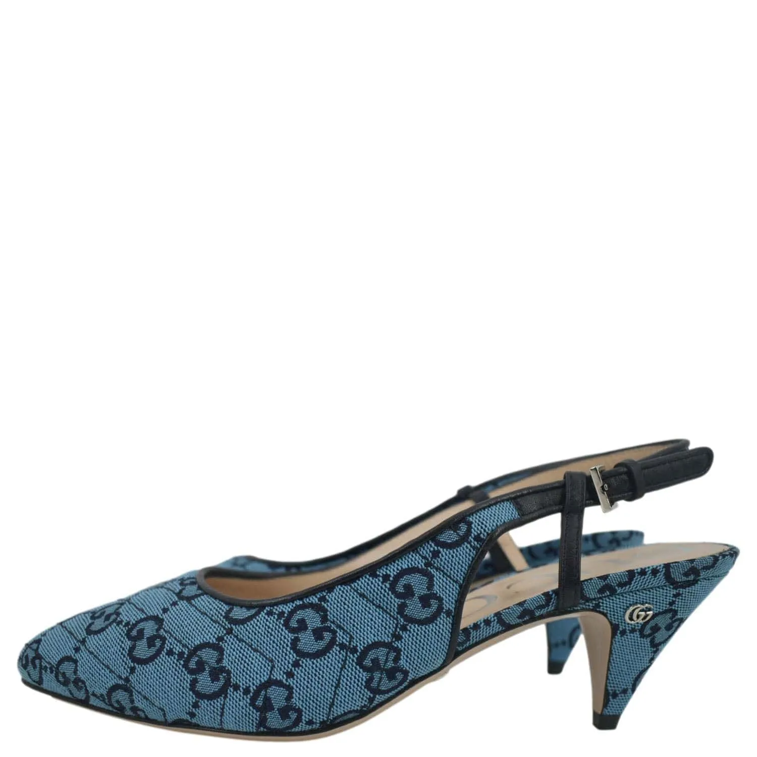 GUCCI Slingback GG Canvas Pumps Blue 663667 Size 38