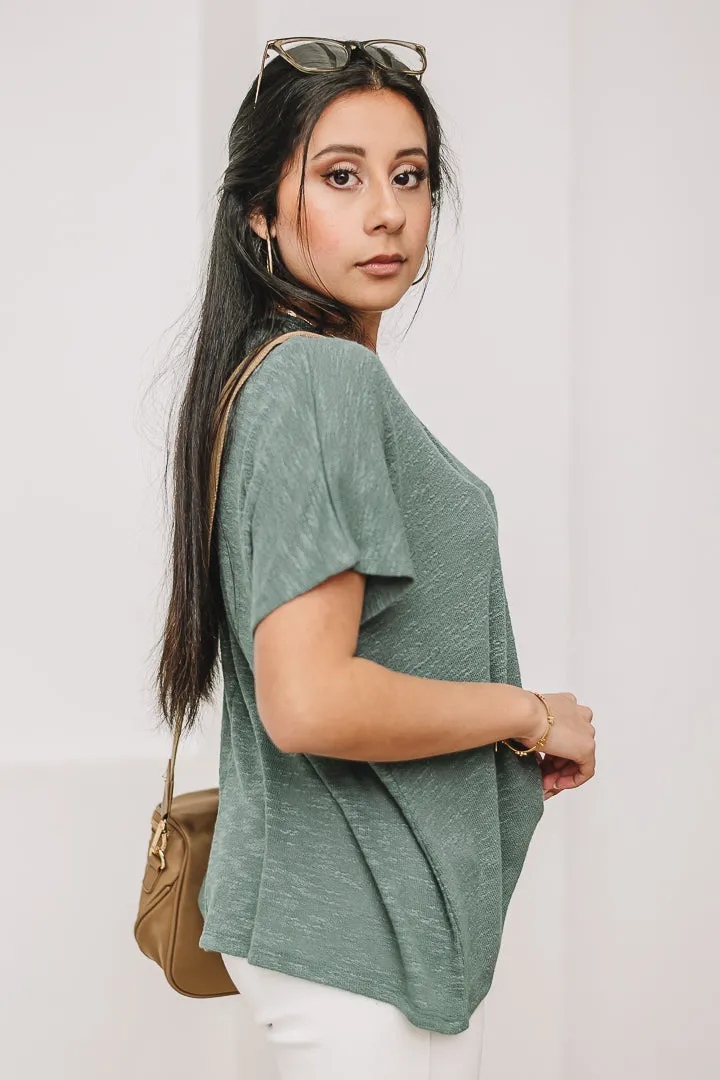 Hacci Luxe Pocket Top | Ash Jade