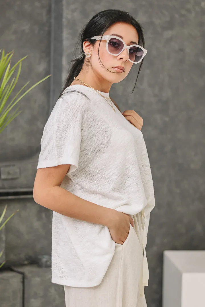 Hacci Luxe Pocket Top | Off White