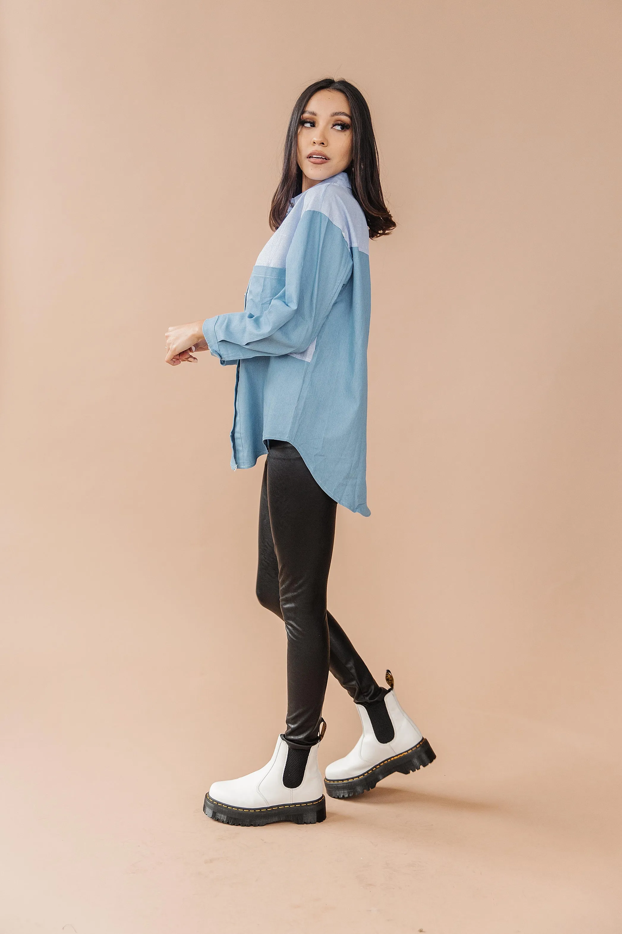 Hailey Denim Button-Up Top