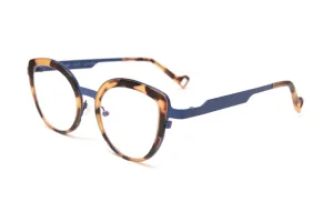 HARBOUR Matte Tortoise & Navy Blue Cateye Reading Glasses, Blue Light Glasses