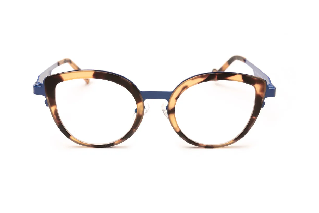 HARBOUR Matte Tortoise & Navy Blue Cateye Reading Glasses, Blue Light Glasses