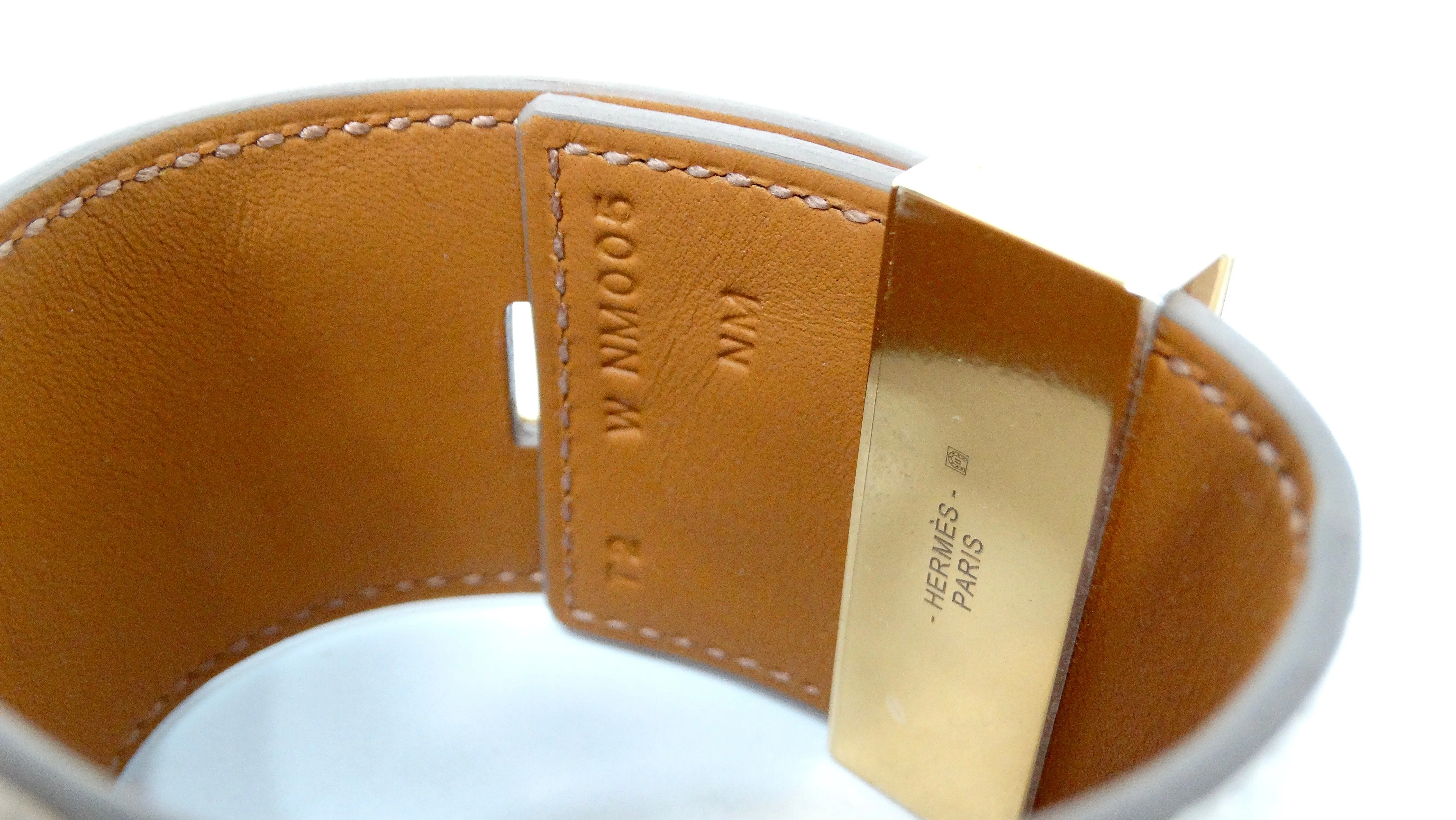 Hermes Collier De Chien Mauve Pale Alligator Gold Plated Cuff Bracelet