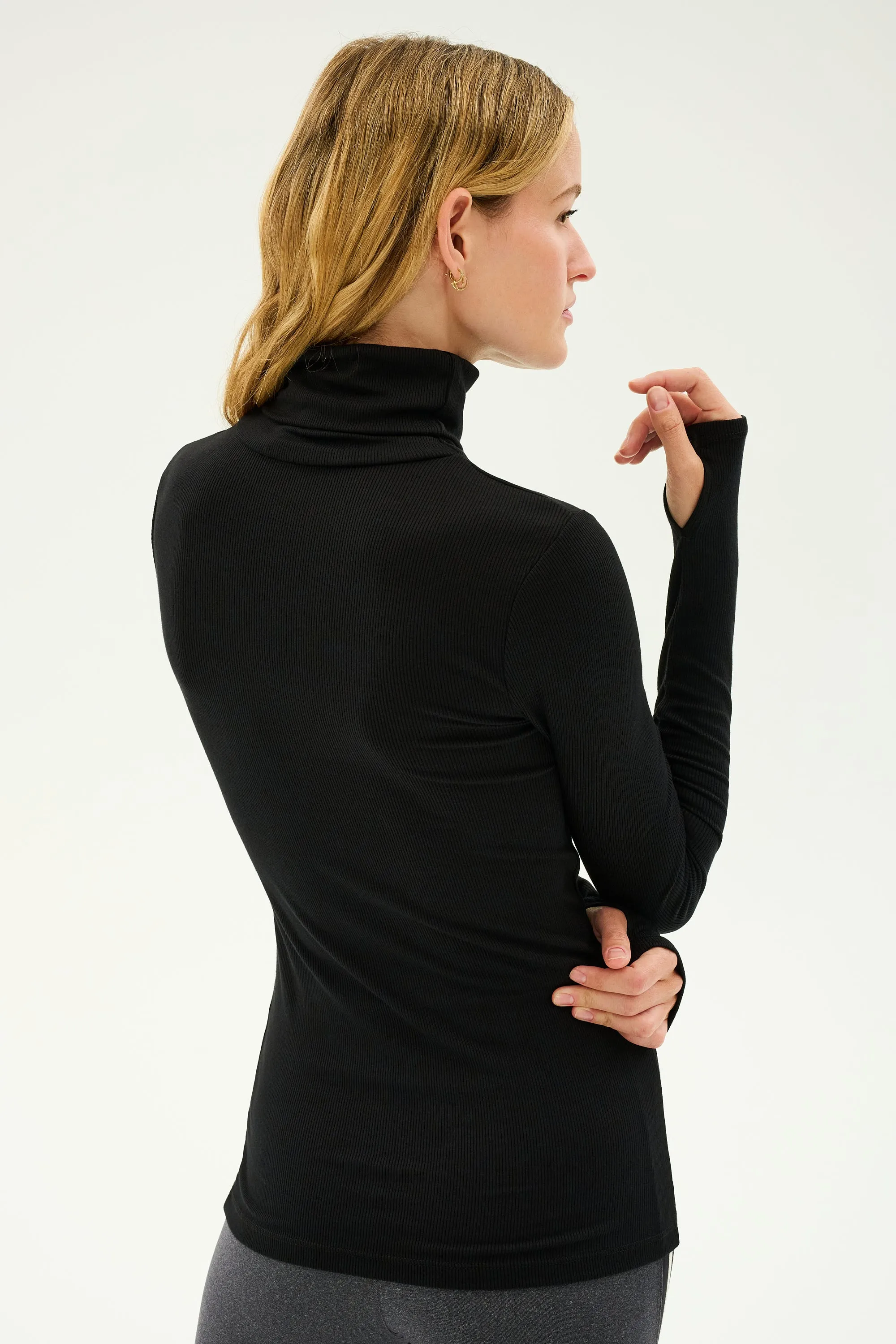 Jackson Rib Full Length Turtleneck - Black