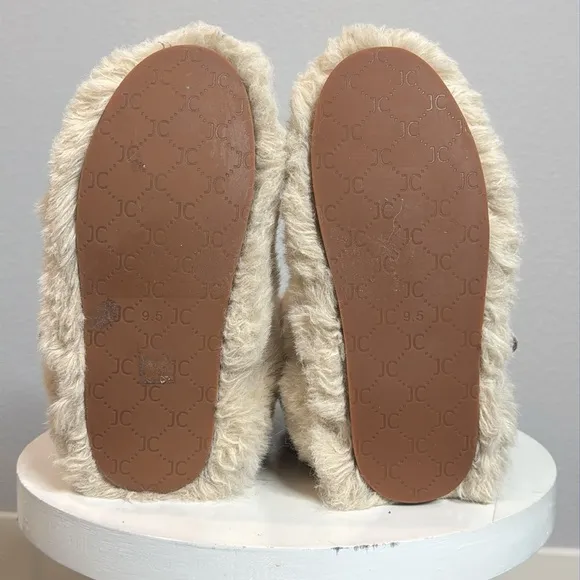 JEFFREY CAMPBELL FLUFFED UP TWO BUCKLE SUEDE STRAP FAUX FUR BOOT IN IVORY