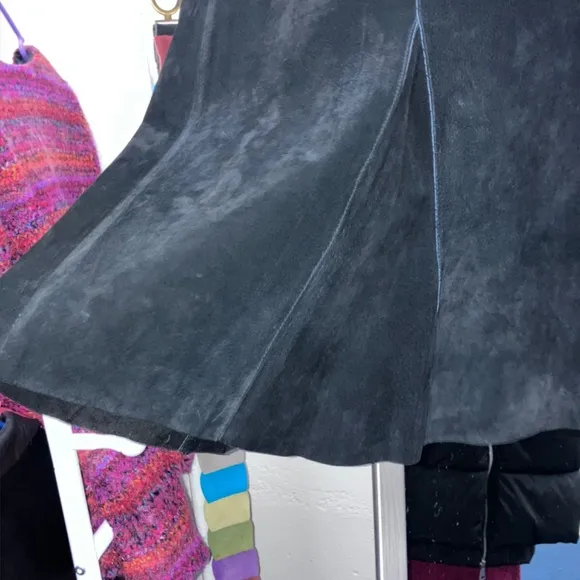 J.G. Hook Black suede flare, maxi skirt