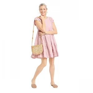 Knox Rose Flutter Short Sleeve Textured Tiered A-Line Dress Lilac Purple L