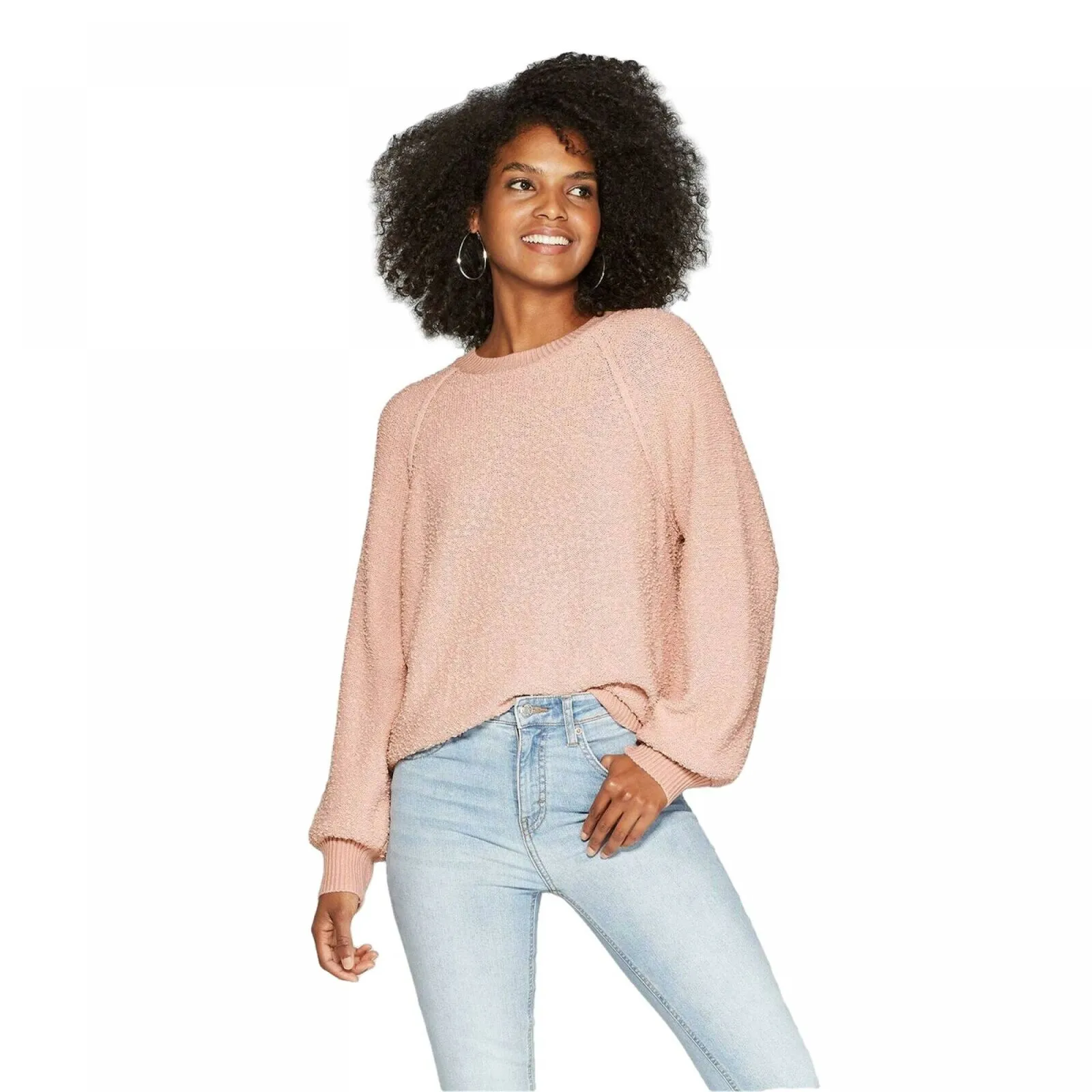 Knox Rose Women's Boucle Textured Crewneck Pullover Sweater