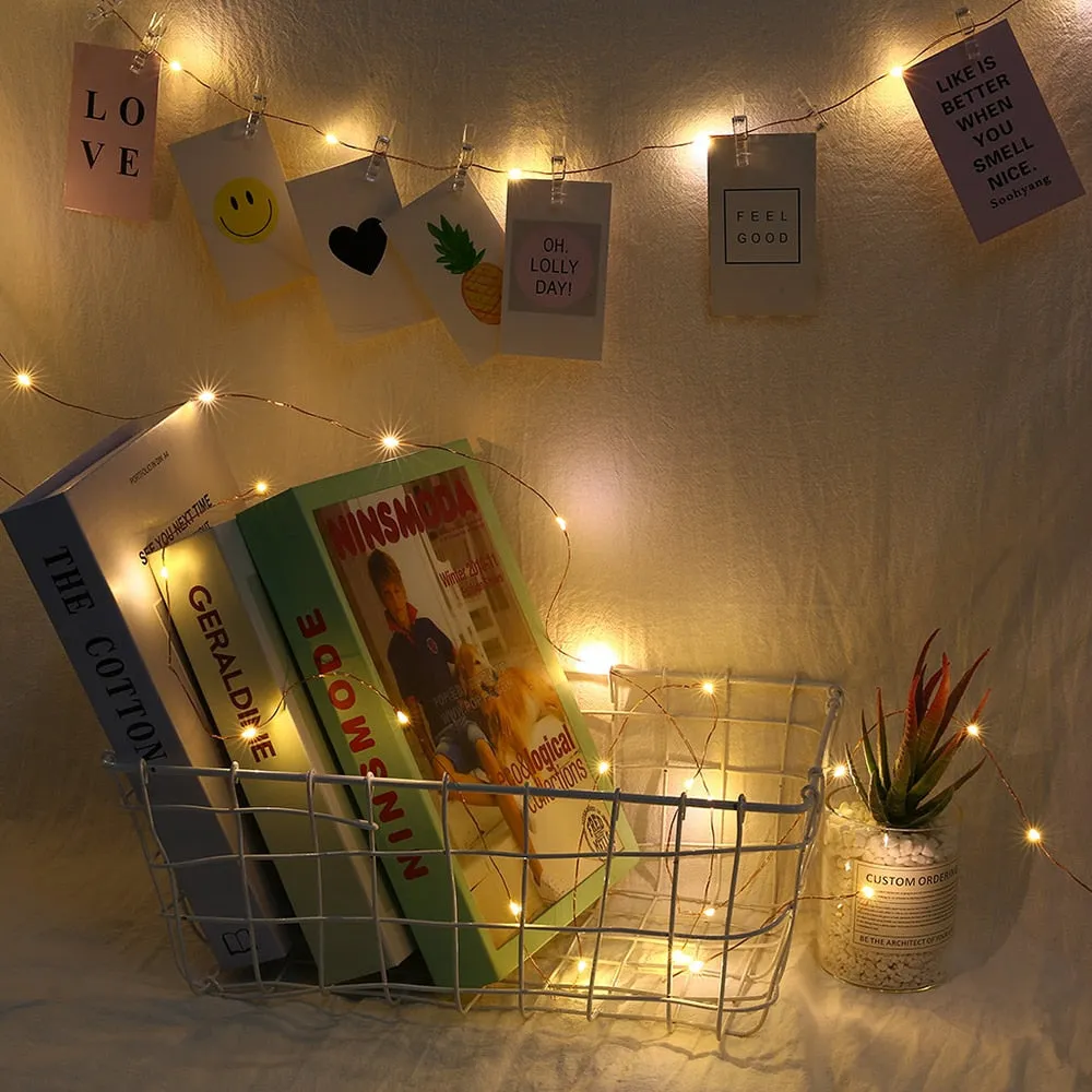 LED String Fairy Lights Warm White with Cristal Clear Clips