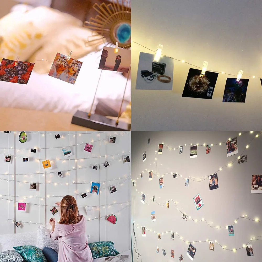 LED String Fairy Lights Warm White with Cristal Clear Clips