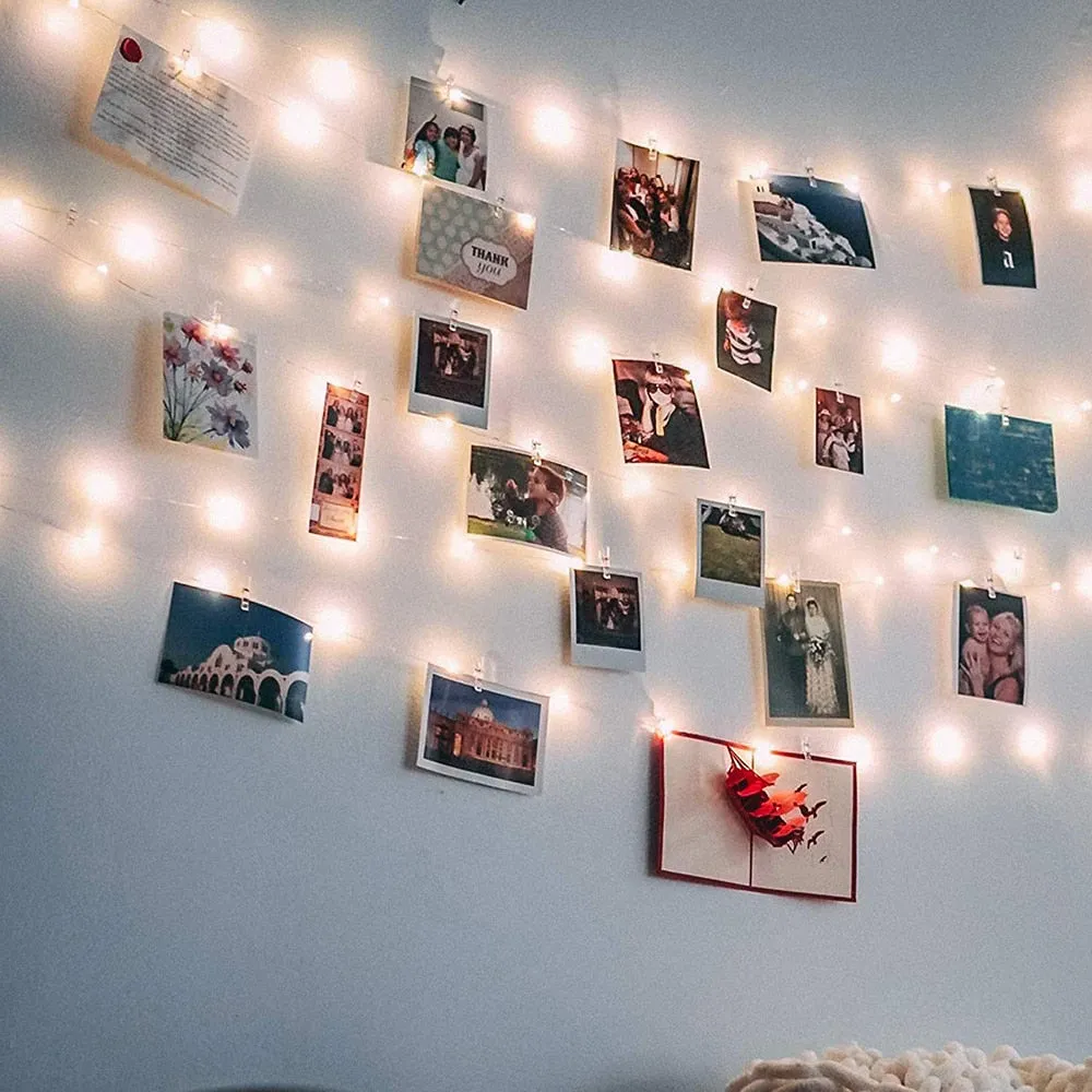 LED String Fairy Lights Warm White with Cristal Clear Clips