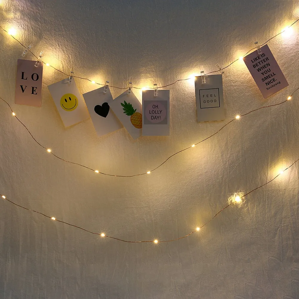 LED String Fairy Lights Warm White with Cristal Clear Clips