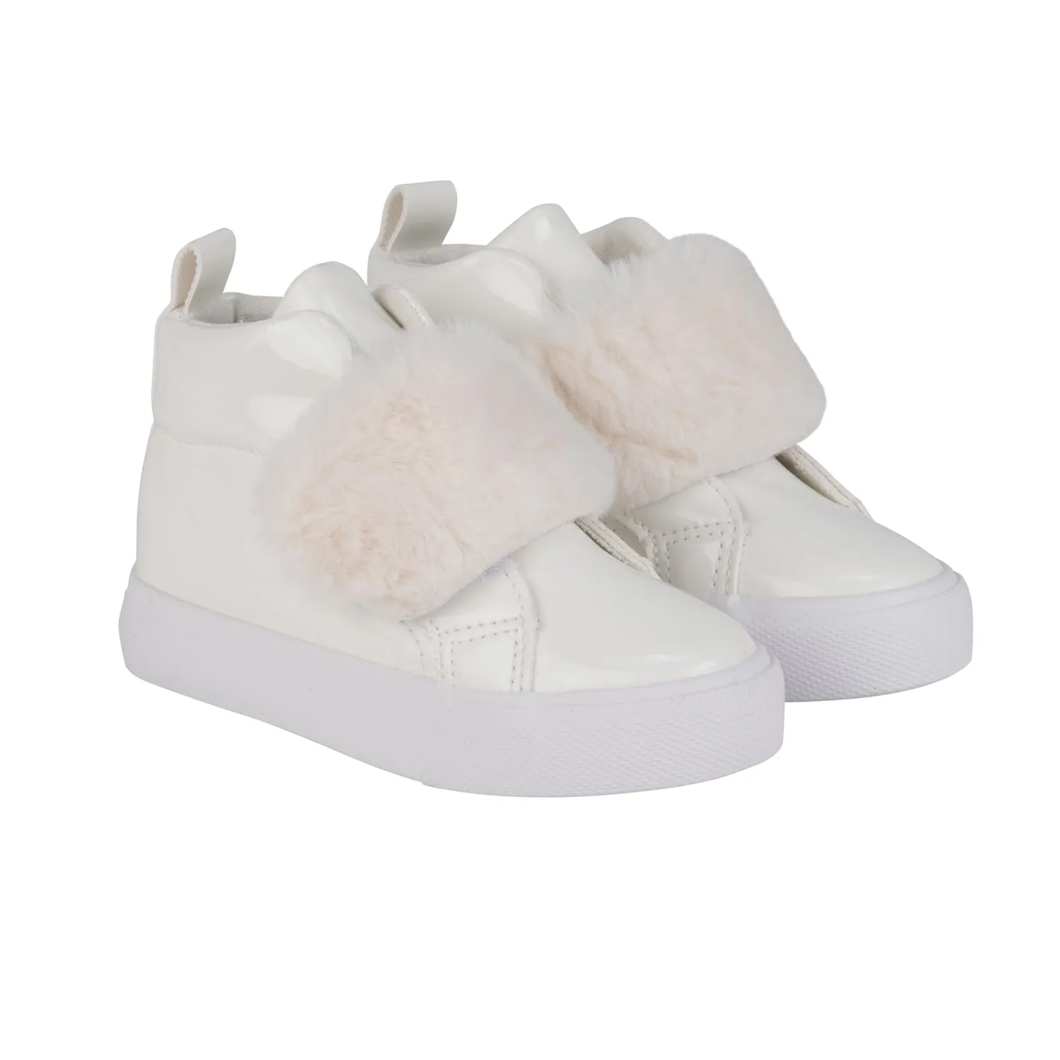 Little A Furever Faux Fur Strap High Tops - Snow White