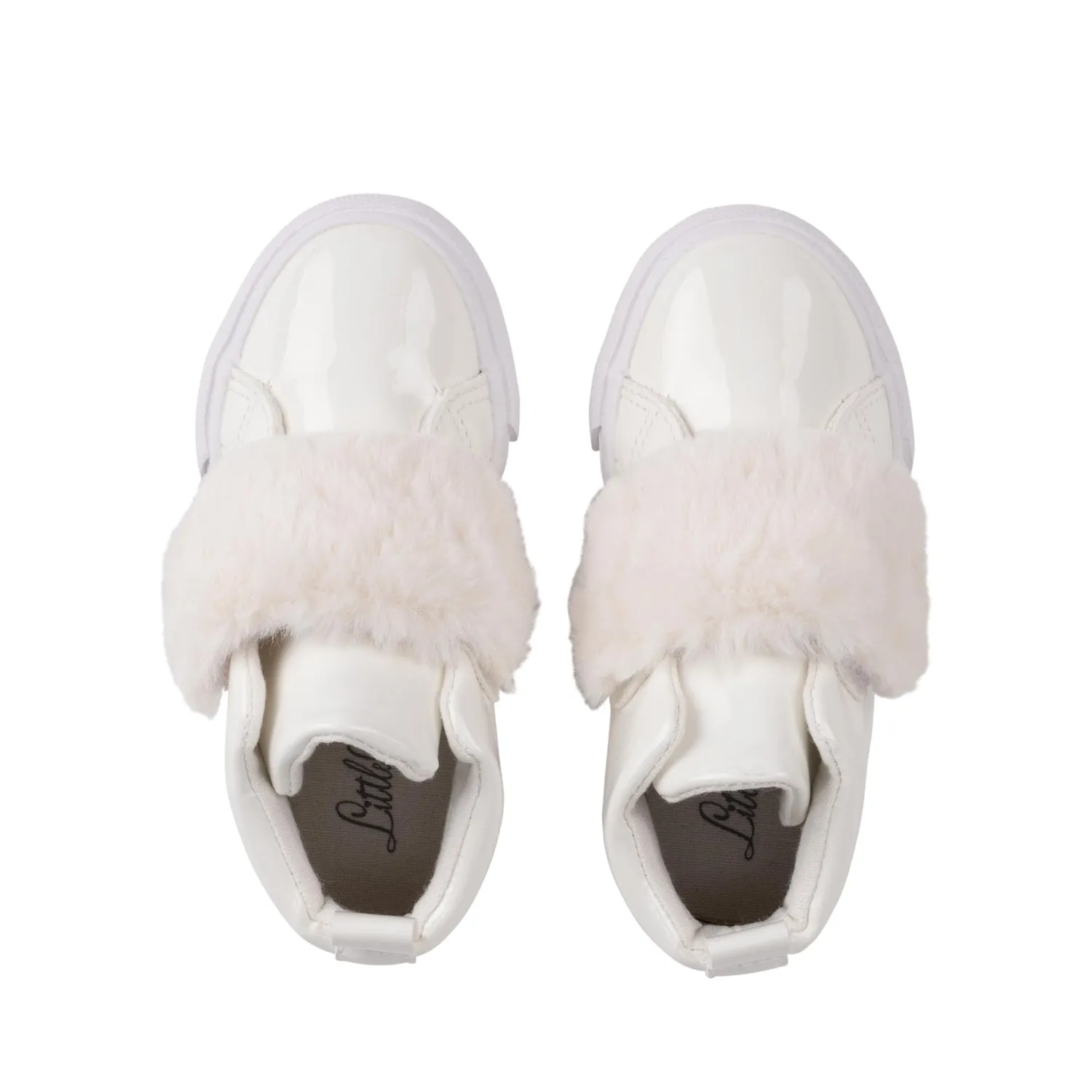 Little A Furever Faux Fur Strap High Tops - Snow White