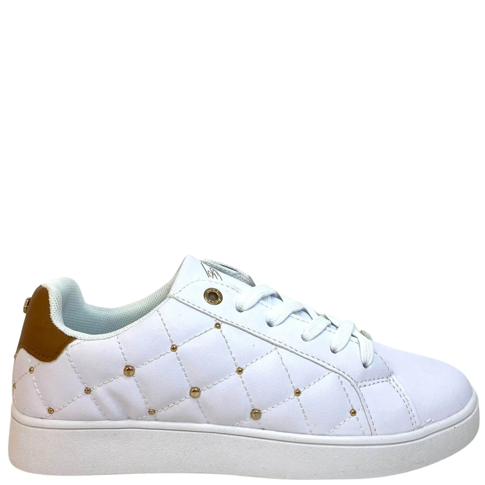 Lloyd & Pryce 'For her' Ordman Gold Studded White Sneakers