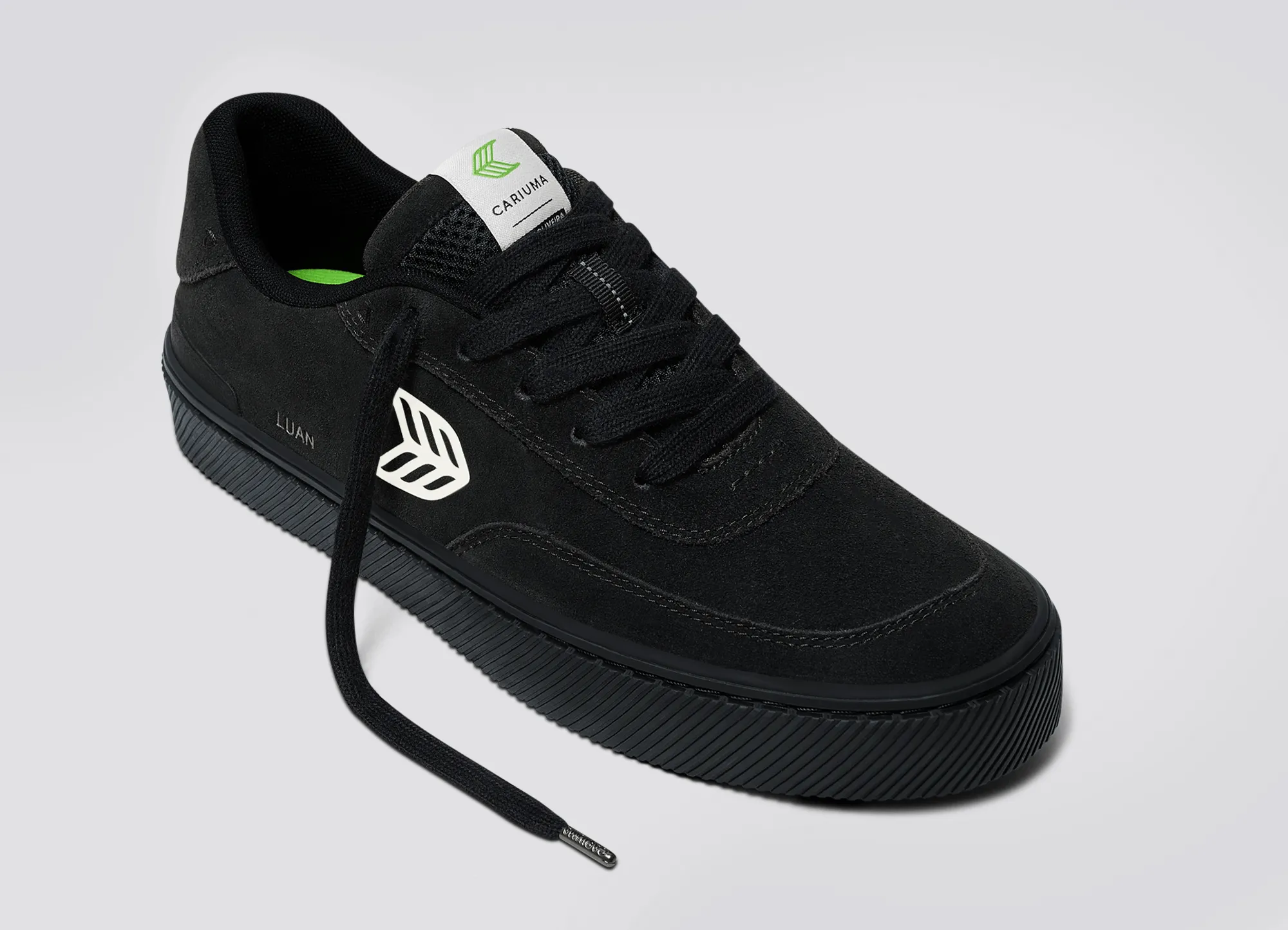 LUAN PRO All Black Suede Ivory Logo Sneaker Women