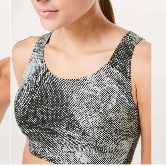 Lululemon Enlite Bra Pixel Print Ice Grey Black Size 36E GUC
