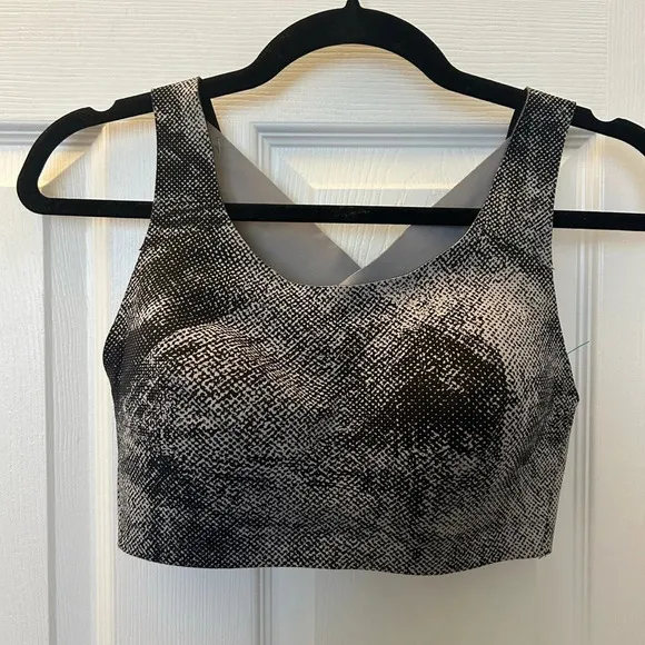Lululemon Enlite Bra Pixel Print Ice Grey Black Size 36E GUC