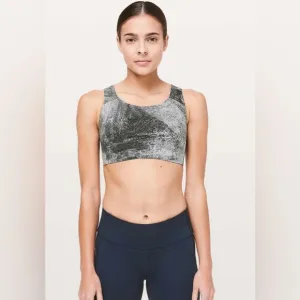 Lululemon Enlite Bra Pixel Print Ice Grey Black Size 36E GUC
