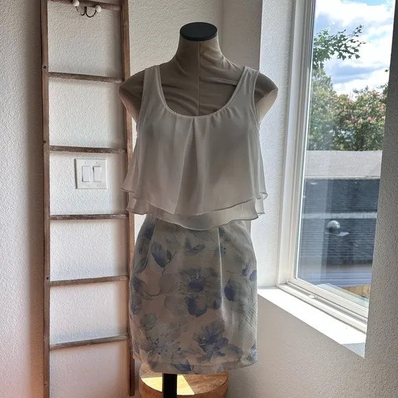 Luxe Rose Layered Blouse Mini Dress Sz: Med NWOT