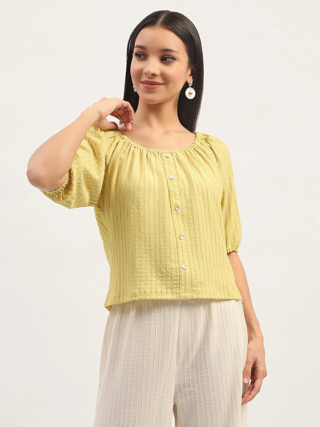 Madame Textured Solid Lime Top