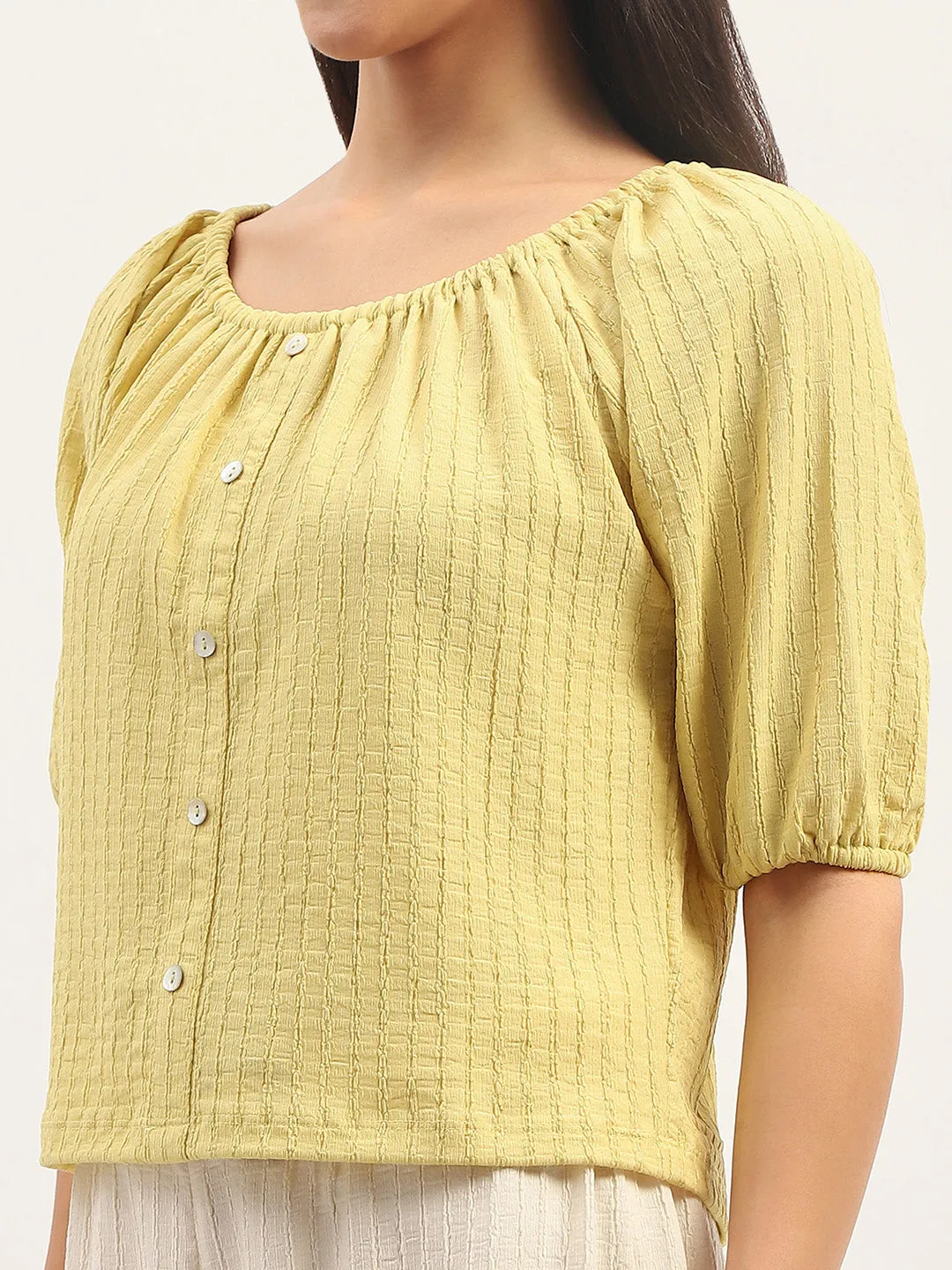 Madame Textured Solid Lime Top