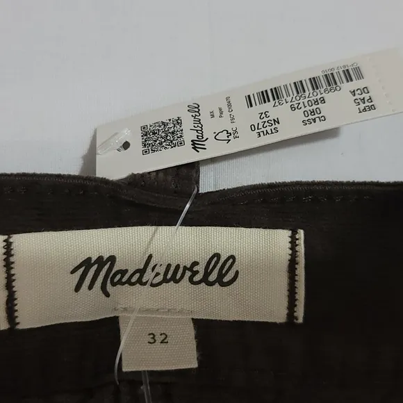 Madewell Corduroy Midi Skirt Front Slit, Side Pockets in Dark Carob Size 32