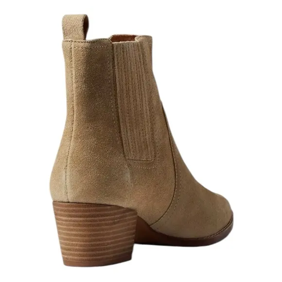 MADEWELL THE WESTERN HEELED POINTED TOE ANKLE BOOT IN WALNUT SHELL SUEDE
