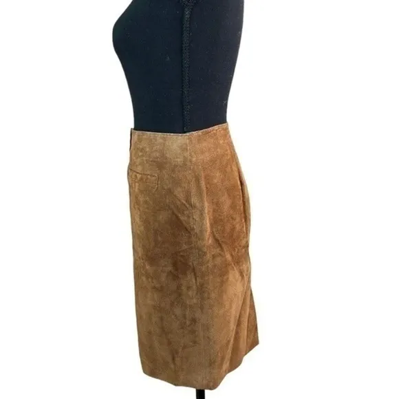 Marsh Landing Vintage Genuine Suede Mini Skirt Camel Size 12